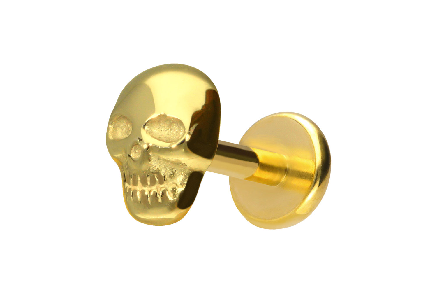 Titan Labret Piercing mit Push Fit TOTENKOPF